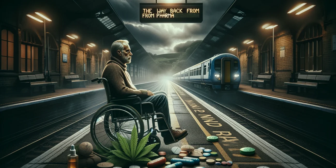 DALL·E 2024-04-29 13.39.27 - Create an evocative header image for a blog titled 'The Way Back From Pharma'. The image should depict a middle-aged man, representing Joe Blundell, s